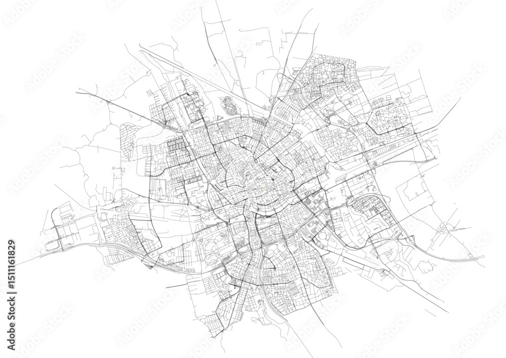 Fototapeta premium Vector Map of Groningen Highways – Detailed Road Network for Urban Planning, Infrastructure Development, and GIS Mapping Projects