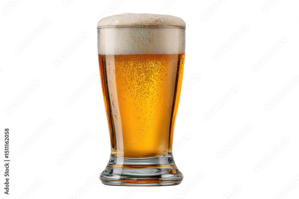 PNG Tall glass of refreshing amber beer with frothy head isolated on black background PNG Tall glass of refreshing amber beer with frothy head isolated on black background