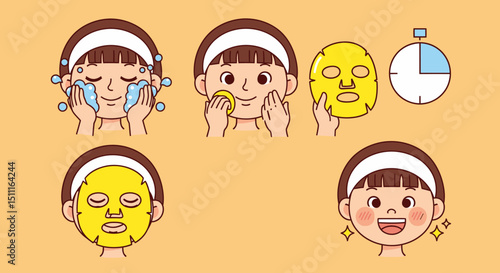 Girl Applying Facial Mask Skincare Routine For Beautiful Skin