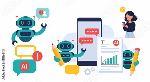 AI Chatbot Assistance Helping Woman with Data and Chat