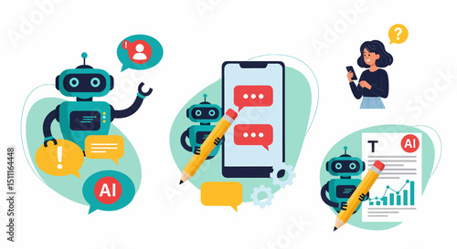 AI Chatbot Assistance Concept Machine Learning Artificial Intelligence Illustration