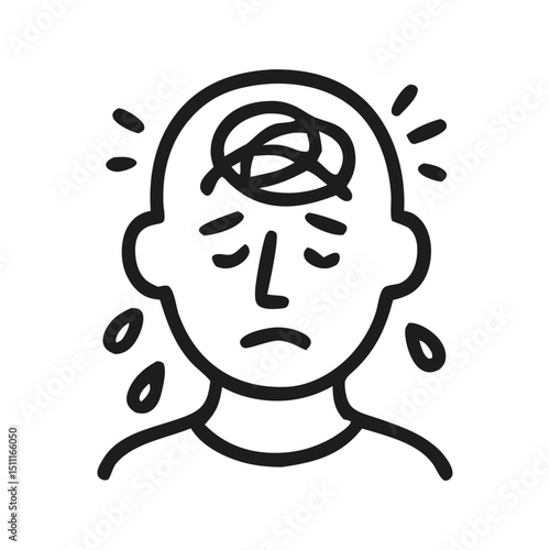 Overwhelmed Mind: Illustration of Anxiety and Confusion