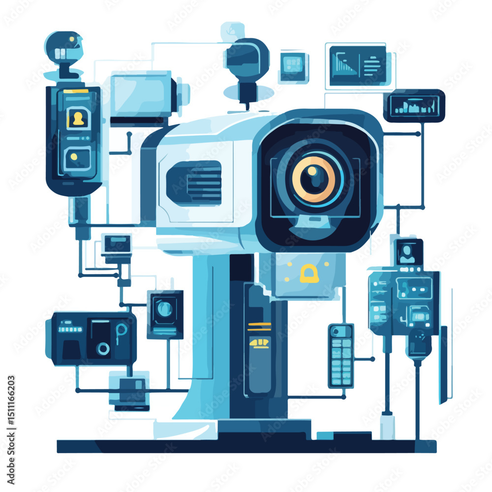 Fototapeta premium Professional Technology Security System Vector Illustration for Cybersecurity Concepts