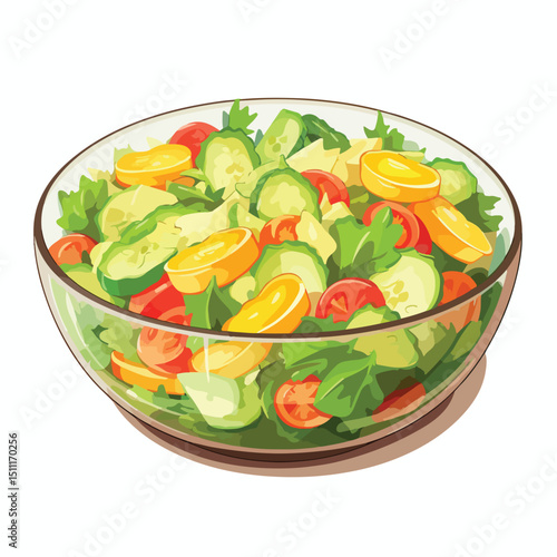 Fresh Vegetable Salad Vegetarian Diet Icon Isolated for Healthy and Nutritious Vegetarian Diet Campaigns