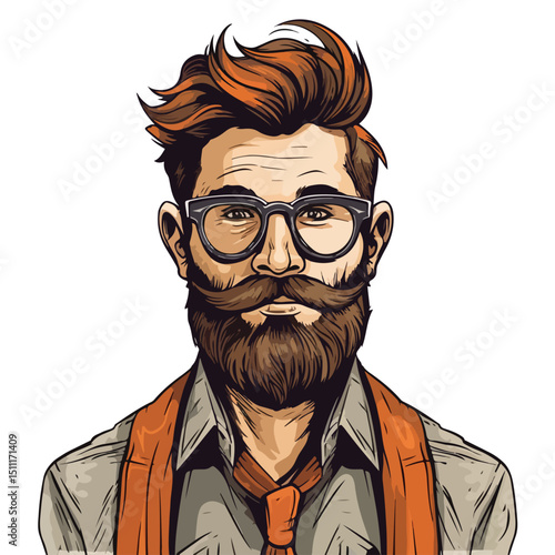 Professional Hipster Man Character Icon Vector for Business and Marketing Use