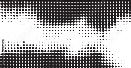Abstract Black and White Halftone Pattern with Varying Dot Sizes for Modern Backgrounds and Creative Graphic Design Elements with Dotted Transformation Style 150 Characters