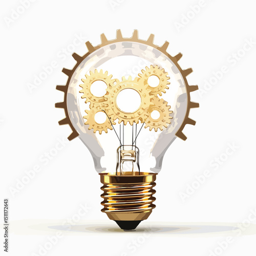 Professional Lightbulb and Gears Icon Vector Illustration for Technical Concepts