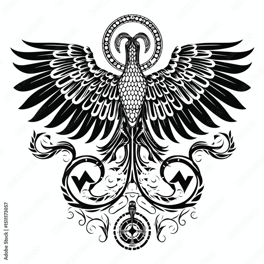 Obraz premium Professional Medical Caudeceus Symbol in Black and White for Healthcare Designs