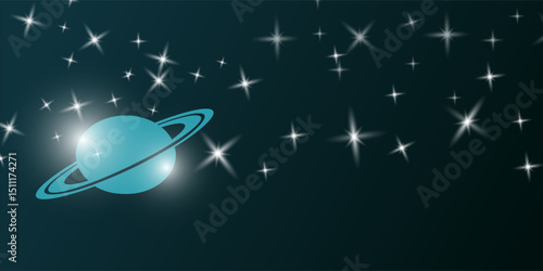 Blue abstract futuristic background. Vector. Luminous planet Earth is moving in outer space. Planet map. Contours of continents from shimmering chaotic particles. Science and modern technologies.