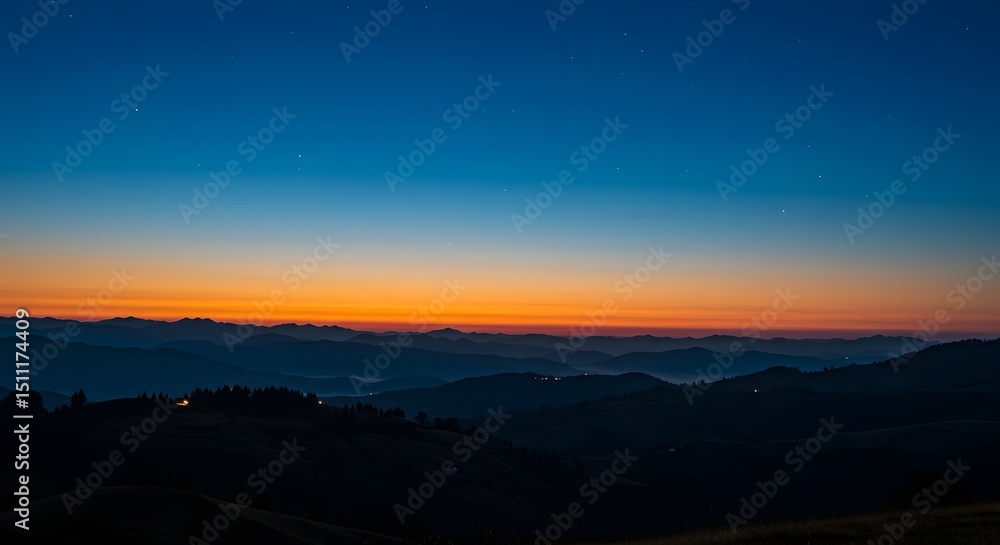 Fototapeta premium Nias Hills Twilight Blue Hour Starry Sky Bawomataluo Landscape Calm