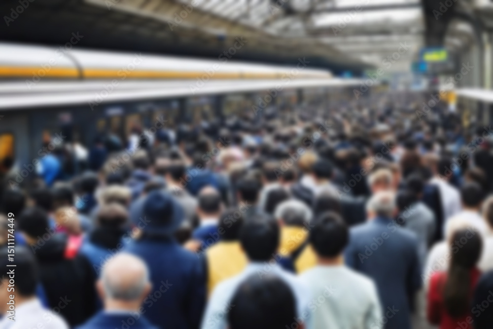 custom made wallpaper toronto digitalthe atmosphere at the train station is blurry, people are queuing to get on the train in a crowded place, the background of the station is blurry
