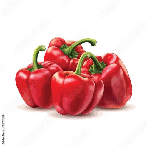 Colorful Pepper Fresh Vegetable Vector Illustration Isolated on White Background