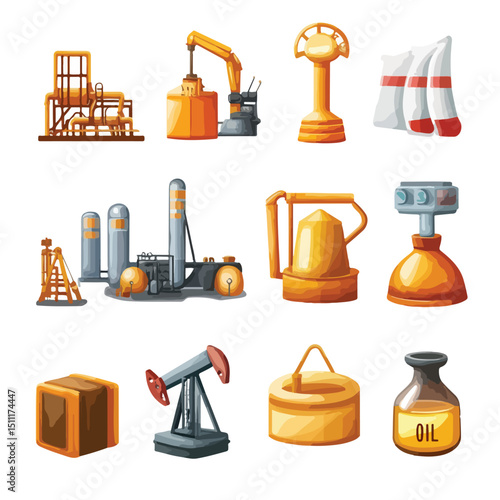 Professional Petroleum Oil Extraction and Refinement Related Illustration for Industry Use