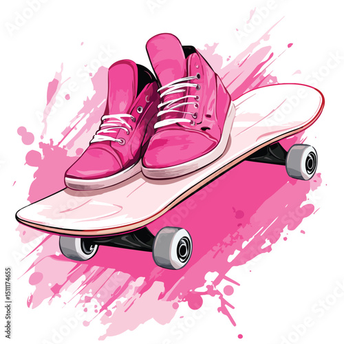 Pink Modern Skate Sport Icon Vector Illustration - Professional Graphic Design Element