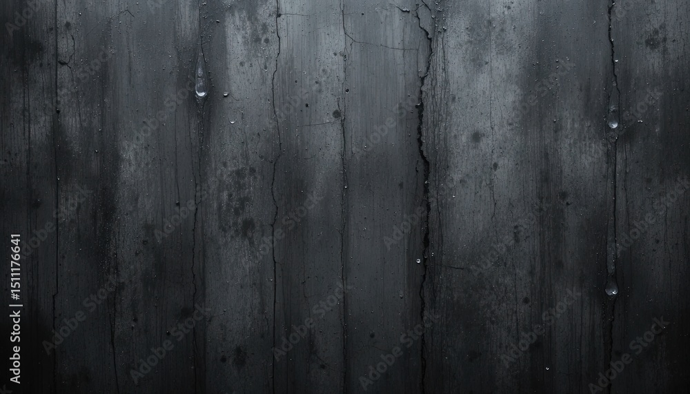 Fototapeta premium Dark, textured surface with water droplets and cracks.