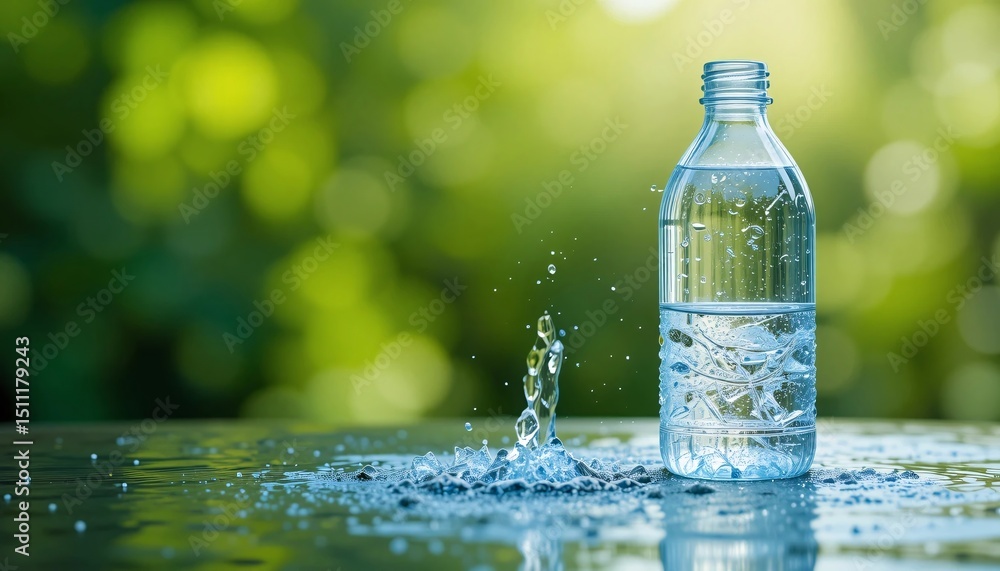 Refreshing Pure Water Bottle Nature Background Hydration Refreshing Pure Water Bottle Nature Background Hydration