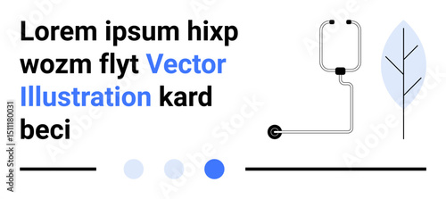 Medical infusion pump with wheels and tube next to a stylized leaf. Placeholder text in various weights. Ideal for healthcare, wellness, technology, eco-friendly design, medical presentation