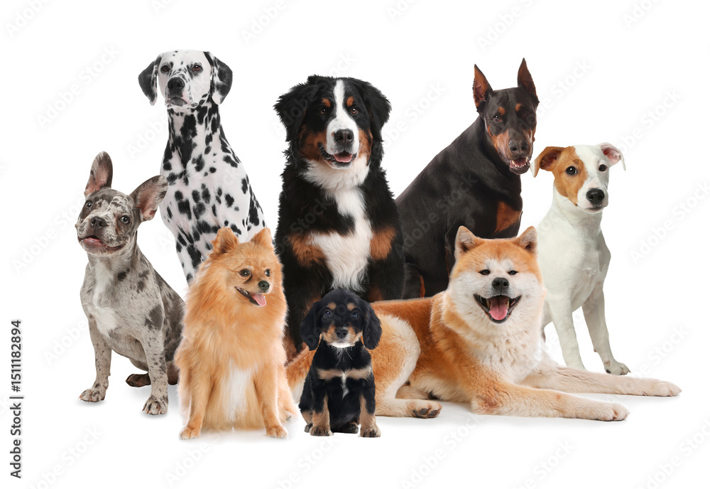 Group of cute dogs on white background Group of cute dogs on white background