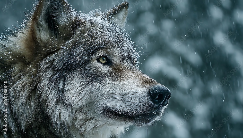 Obraz premium Gray Wolf in Snowy Forest.
