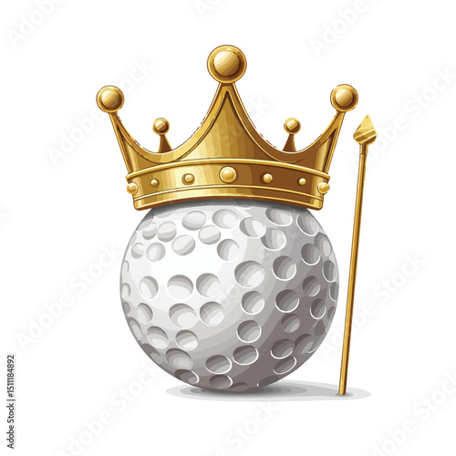 Luxurious golf ball with crown and tee icon for elegant sports designs