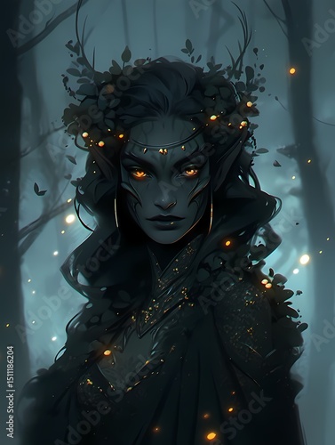 Anime illustration fae in mystical forest