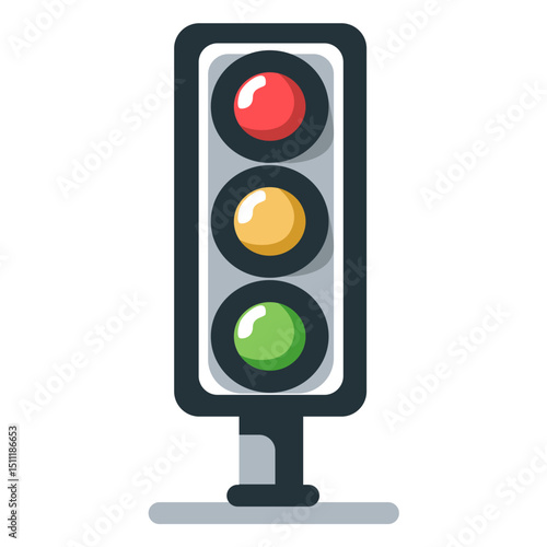 Vector Illustration of Traffic Light Icon on Flat Design