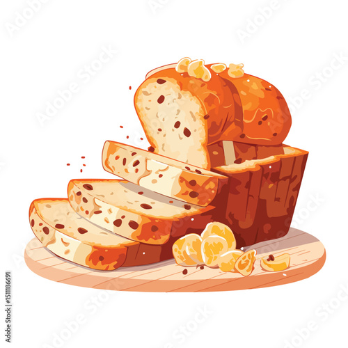 Sliced Bread and Muffin: Fresh and Nutrition Breakfast Image for Healthy Eating Concept