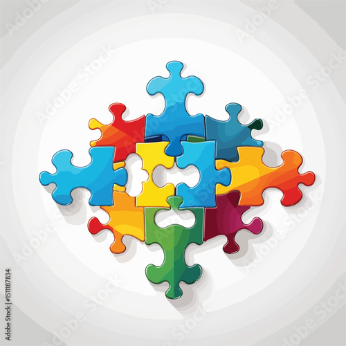 Innovative Puzzle Concept with Jigsaw Pieces Icons Design Vector for Presentations