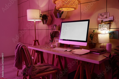 Interior of dark office wit...