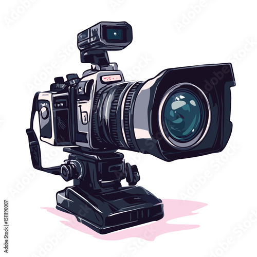 Professional Video Camera Vector Illustration for Multimedia Projects