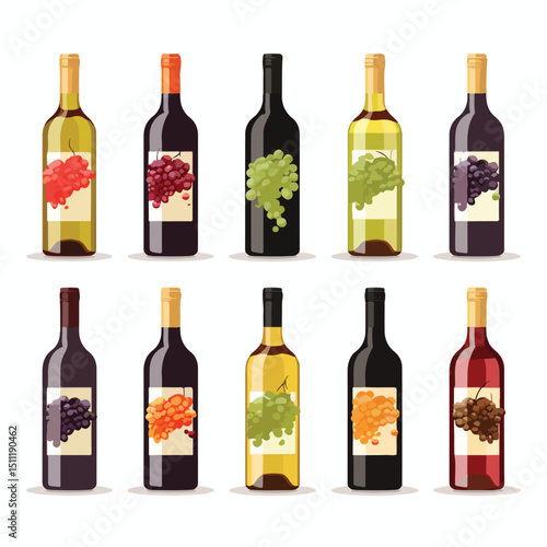 Premium Vector Illustration of Various Wine Bottles for Beverage Industry Professionals