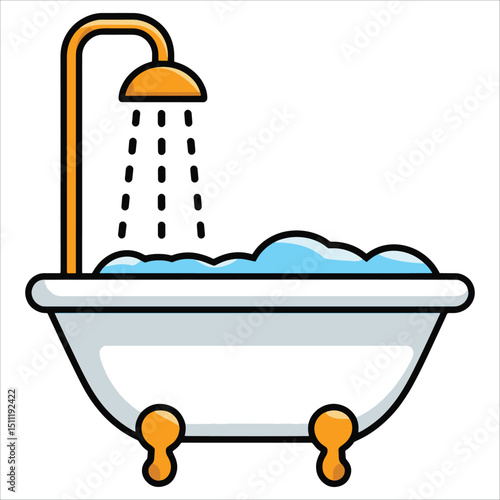 Bathtub icon design, Bathroom relaxation symbol.