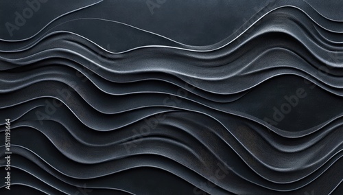 Fototapeta Naklejka Na Ścianę i Meble -  Abstract dark gray wavy textured surface