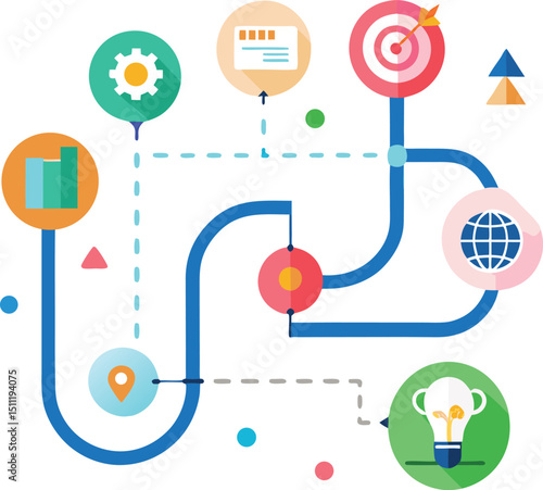 Digital Marketing Infographic with SEO, Social Media, and Email Icons, Project Management Infographic with Gantt Chart and Task Planning