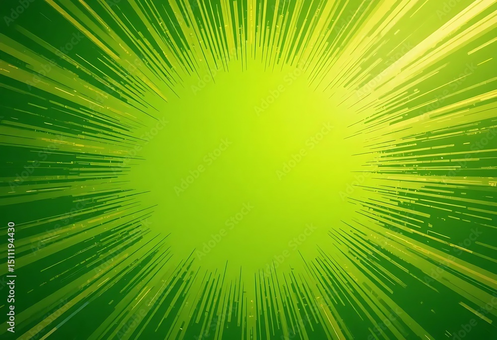 Obraz premium Energetic green burst graphic design with radial lines abstract background