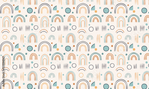 Warm Color Palette Geometric Rainbow Stripe Design