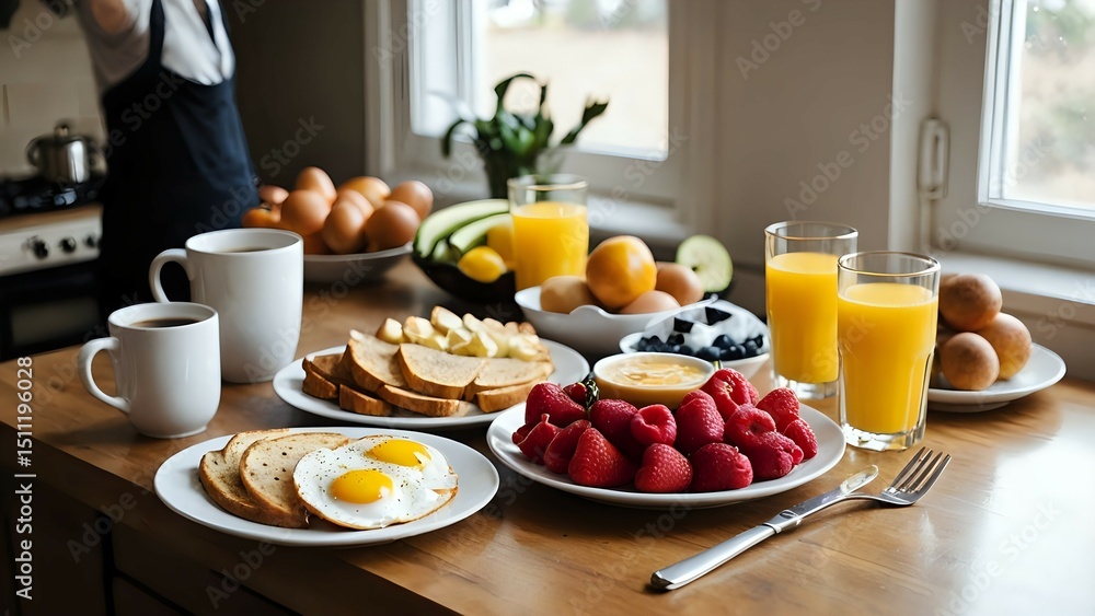 breakfast with coffee breakfast with coffee