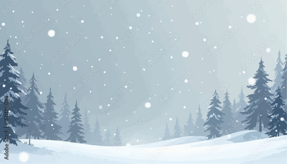 Fototapeta premium Winter Scene with Snow and Evergreen Trees