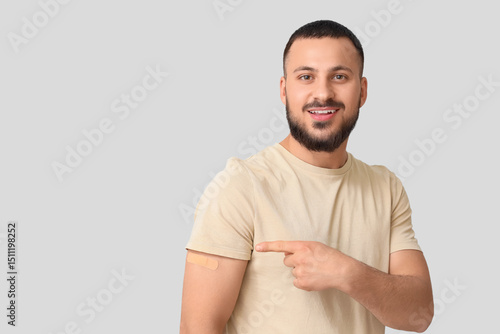 Young man with applied medi...