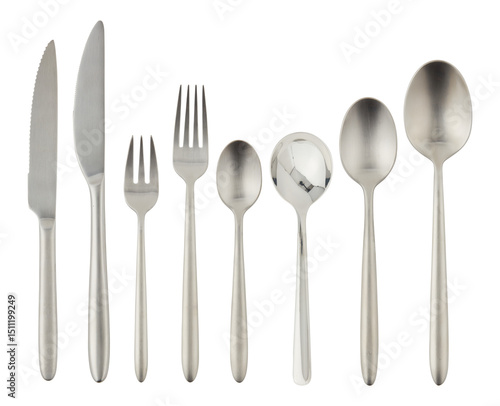 Panel kuchenny z motywem set stainless steel cutlery cut out isolated transparent background