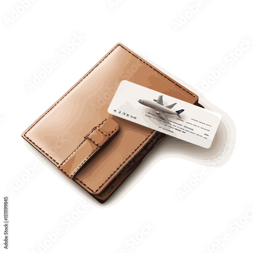 Professional Illustration of Passport and Flight Ticket for Travel Documents Concept