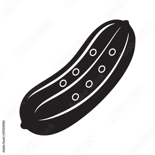 Black and white vector illustration of a pickle for design elements silhouette