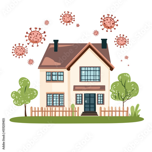 Prevent the Spread of COVID-19 by Staying at Home Signal Vector Illustration