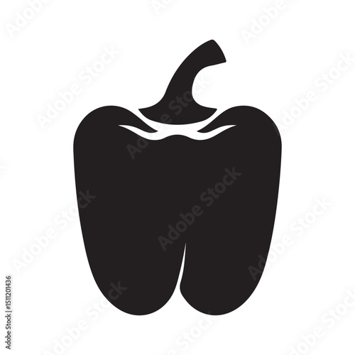 Black bell pepper vector illustration for healthy eating and cooking silhouette