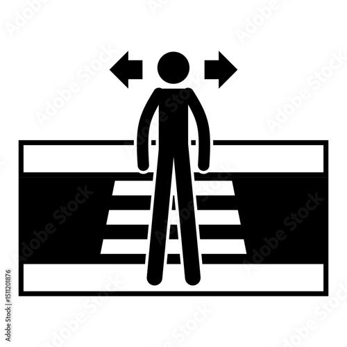 "Look both ways before crossing the street" icon / sign
