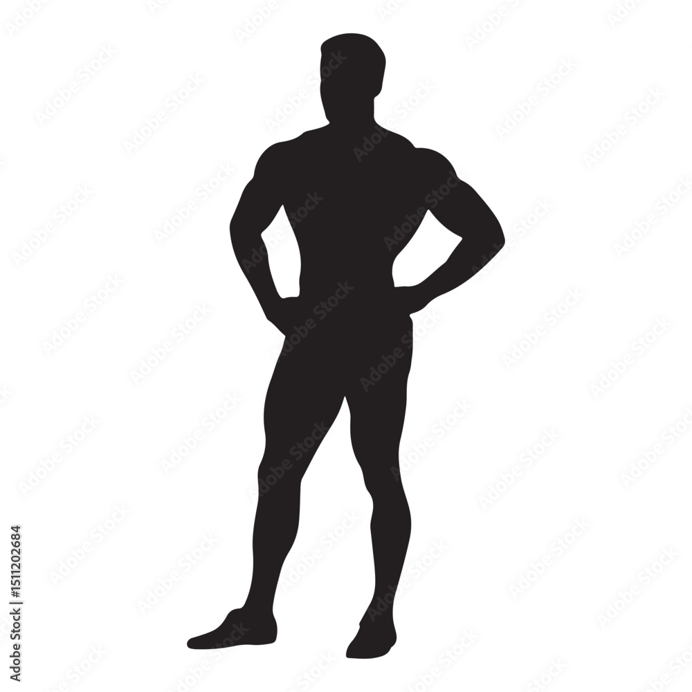 Fototapeta premium Bodybuilder silhouette fitness workout gym training muscular man pose