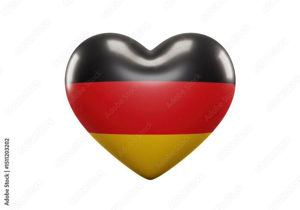 Naklejka premium A heart-shaped representation of the German flag, symbolizing love for Germany, on white.