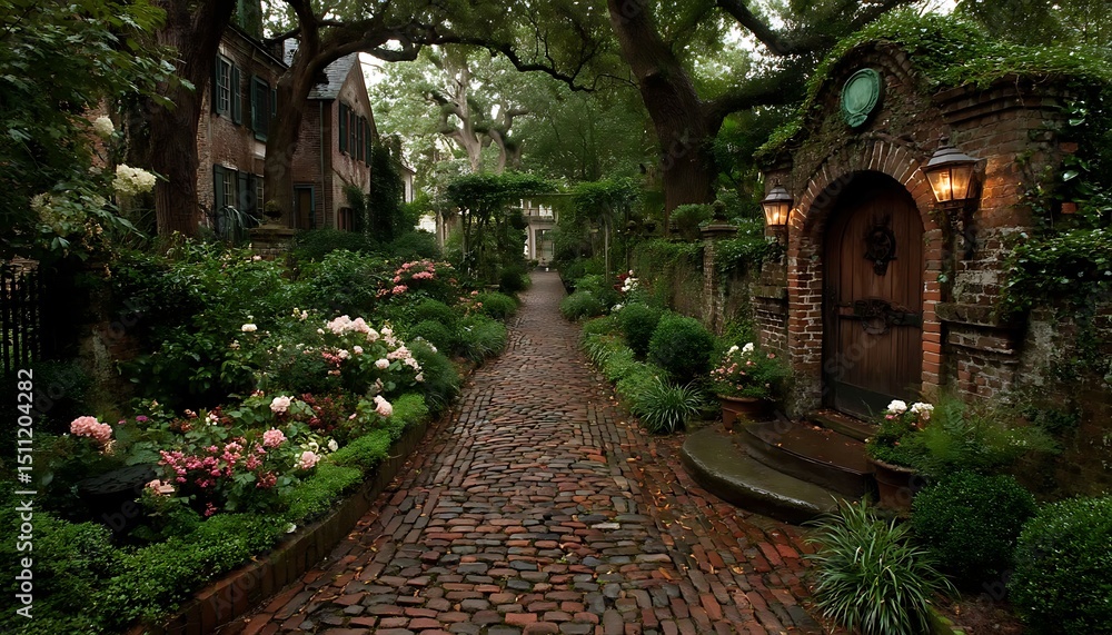 Fototapeta premium Charleston Alley Garden Pathway.