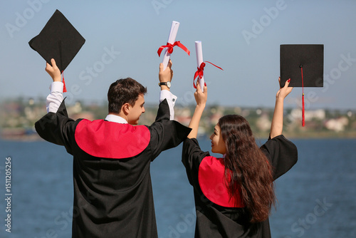 Couple of happy graduating ...