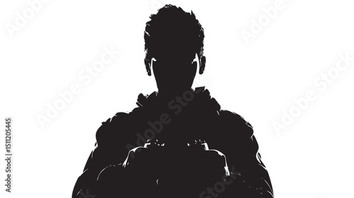 Man in dark room, silhouette with video game and winning isolated in White background